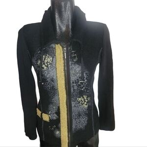 Orly Stylish Black Wool Textured Front Light Jacket S